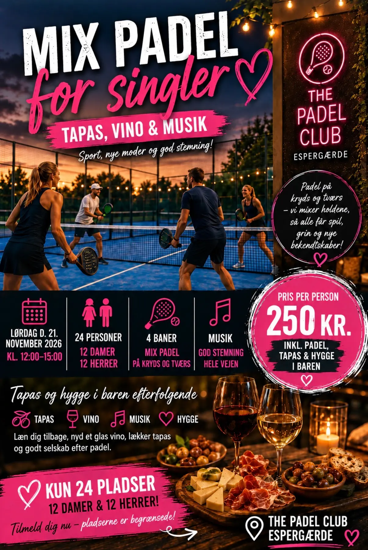 Spillere på banen i The Padel Club Espergærde